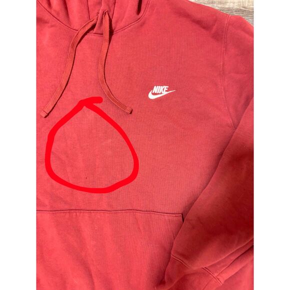 Nike Hoodie XXL Clay Red Embroidered Logo Pullover Streetwear Casual Flawed - Picture 4 of 6